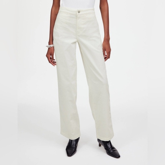 Madewell The Emmett Wide-Leg Pant Corduroy Welt Pocket Edition in White Size 27 - Picture 1 of 14